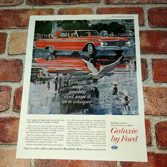 1961 Ford Galaxie Quality / Whisper - Red Car - Original Vtg PRINT AD Ephemera - Picture 1 of 10
